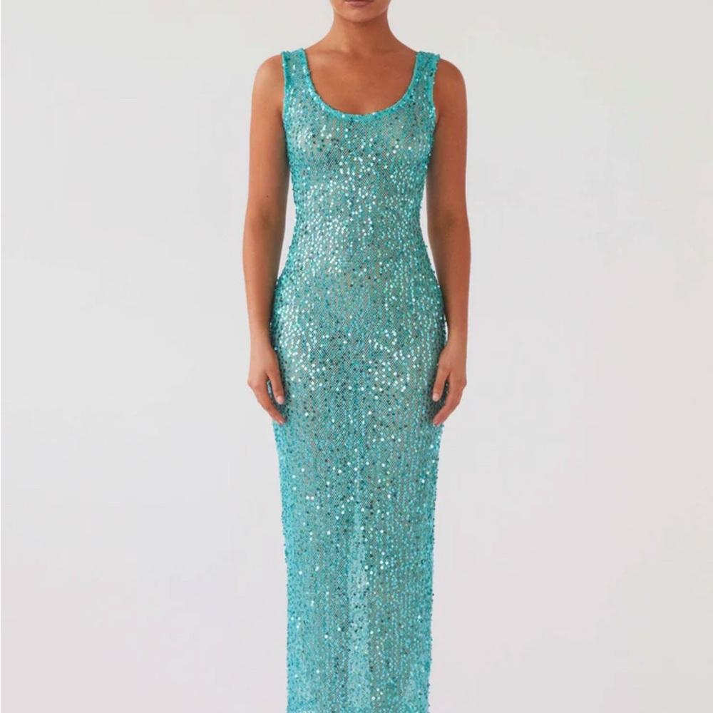 Peppermayo Blue Sequin Maxi Dress for Weddings